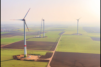 Aerial view of Wind turbine construction site in Gabsheim in the state Rhineland-Palatinate, Germany