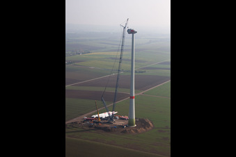 Construction site for wind turbine installation of juwi Holding AG in Gabsheim in the state Rhineland-Palatinate, Germany