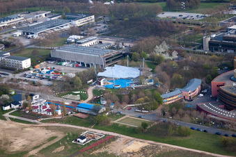 Bird's eye view of ZDF in the district Lerchenberg in Mainz in the state Rhineland-Palatinate, Germany