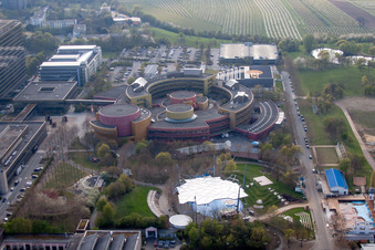 Drone recording of ZDF in the district Lerchenberg in Mainz in the state Rhineland-Palatinate, Germany