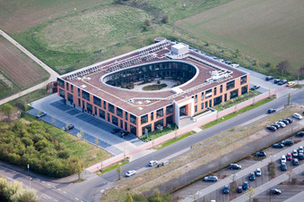 Aerial view of Office building of ZDF Enterprises GmbH and ZDF Werbefernsehen GmbH in Mainz in the state Rhineland-Palatinate, Germany