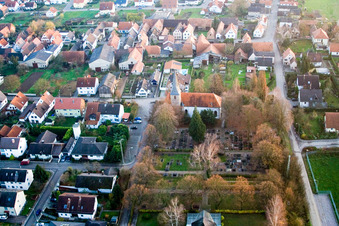 Wolfgangskirche and cemetery in Kirchstr in Freckenfeld in the state Rhineland-Palatinate, Germany