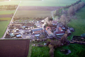 Schaidter Mill in the district Schaidt in Wörth am Rhein in the state Rhineland-Palatinate, Germany viewn from the air