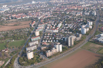 Oblique view of District Neuhausen in Worms in the state Rhineland-Palatinate, Germany