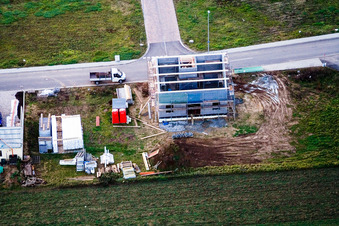 Aerial view of New development area in the NE Im Unterfeld in the district Schaidt in Wörth am Rhein in the state Rhineland-Palatinate, Germany