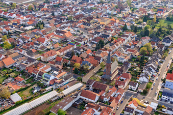 Oblique view of Christ Church Maxdorf in Maxdorf in the state Rhineland-Palatinate, Germany