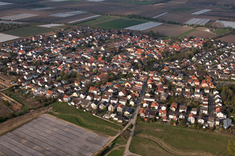 District Schauernheim in Dannstadt-Schauernheim in the state Rhineland-Palatinate, Germany seen from above