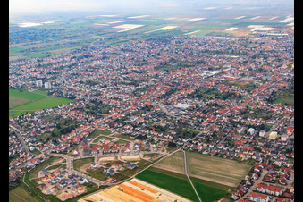 City overview from the southeast in Haßloch in the state Rhineland-Palatinate, Germany