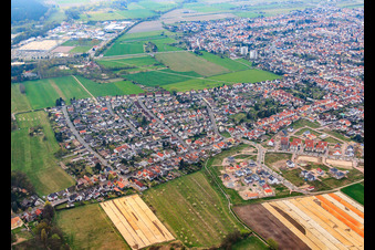 Aerial view of In the quail loft in Haßloch in the state Rhineland-Palatinate, Germany