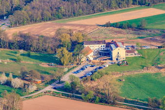 Bird's eye view of Hotel Zeiskamer Mühle in Zeiskam in the state Rhineland-Palatinate, Germany