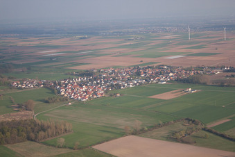 Bird's eye view of Ottersheim bei Landau in the state Rhineland-Palatinate, Germany
