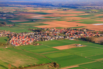 Village view from the northwest in Knittelsheim in the state Rhineland-Palatinate, Germany