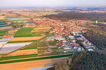 Aerial view of Village view from the west in Hatzenbühl in the state Rhineland-Palatinate, Germany