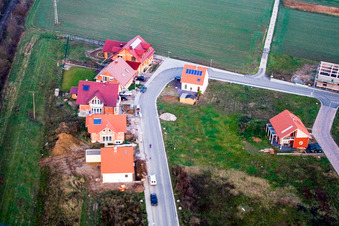Aerial view of New development area in the northeast, An der Anhaide in the district Schaidt in Wörth am Rhein in the state Rhineland-Palatinate, Germany