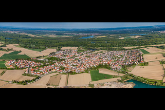 Village view from the west in Leimersheim in the state Rhineland-Palatinate, Germany