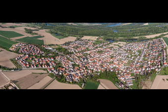 Village overview from the west in Leimersheim in the state Rhineland-Palatinate, Germany