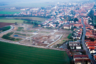 Aerial view of New development area Am Höhenweg in Kandel in the state Rhineland-Palatinate, Germany