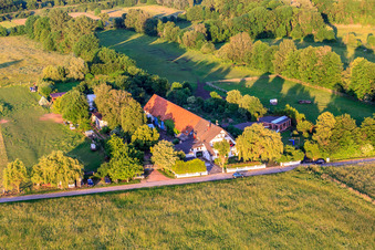 Aerial view of Resettler farm in Billigheim-Ingenheim in the state Rhineland-Palatinate, Germany
