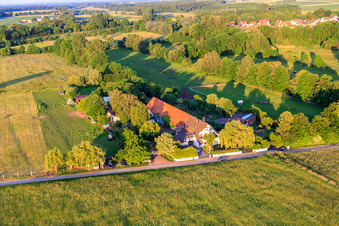 Aerial photograpy of Resettler farm in Billigheim-Ingenheim in the state Rhineland-Palatinate, Germany