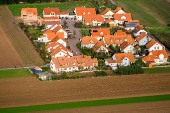Aerial photograpy of New development area in Geiersching in the district Hayna in Herxheim bei Landau in the state Rhineland-Palatinate, Germany