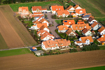Oblique view of New development area in Geiersching in the district Hayna in Herxheim bei Landau in the state Rhineland-Palatinate, Germany