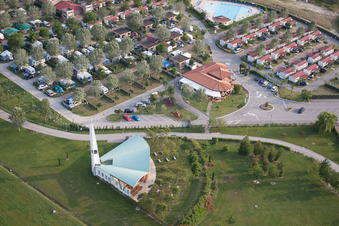 Drone image of Caorle in the state Metropolitanstadt Venedig, Italy