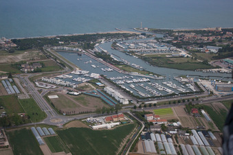 Jesolo in the state Metropolitanstadt Venedig, Italy from the drone perspective