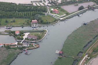 Oblique view of Jesolo in the state Metropolitanstadt Venedig, Italy