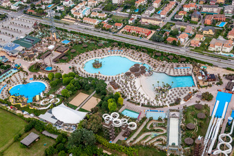 Waterslide on Swimming pool of the Aqualandia in Lido di Jesolo in Venetien, Italy