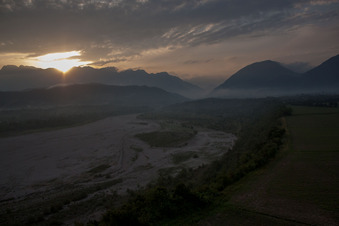 TagliamentO in Solimbergo in the state Friuli Venezia Giulia, Italy from above