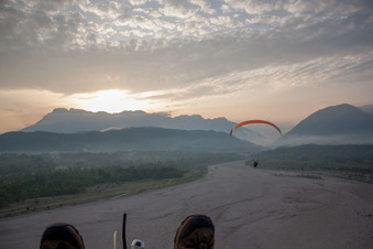 Oblique view of Cavasso Nuovo in the state Pordenone, Italy