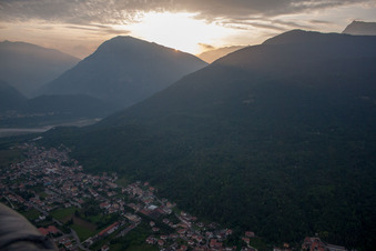 Vajont in the state Pordenone, Italy viewn from the air