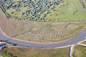 Aerial photograpy of Great Stonar in the state England, Great Britain