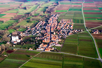 Village view from the west in Freimersheim in the state Rhineland-Palatinate, Germany