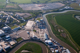 Great Stonar in the state England, Great Britain from the plane