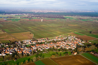 Aerial view of Village view in the district Duttweiler in Neustadt an der Weinstraße in the state Rhineland-Palatinate, Germany