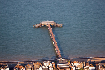 Aerial view of Sand and beach landscape on the pier of channel in Deal in England, United Kingdom