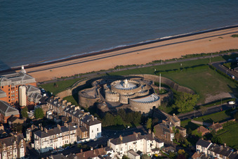 Castle tower at Castle Deal Castle at the sea shore of the channel in Deal in England, United Kingdom
