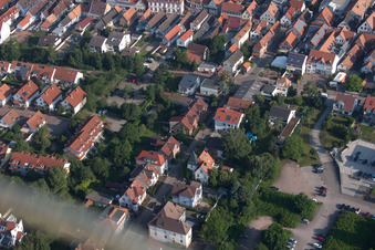 Aerial view of Bismarckstr in Kandel in the state Rhineland-Palatinate, Germany