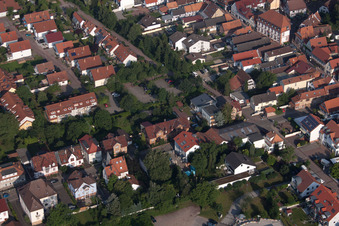 Aerial view of Bismarckstr in Kandel in the state Rhineland-Palatinate, Germany
