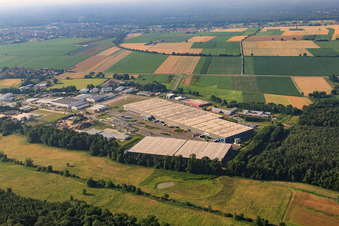 Drone recording of Horst Industrial Estate, Zufall Logistics Center in the district Minderslachen in Kandel in the state Rhineland-Palatinate, Germany