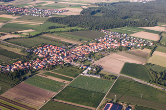 Aerial photograpy of From the southwest in Erlenbach bei Kandel in the state Rhineland-Palatinate, Germany