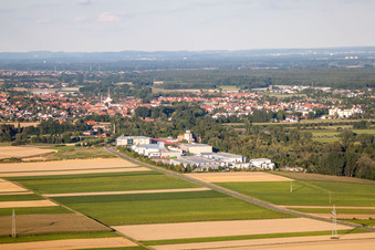 Industrial Park West in Herxheim bei Landau in the state Rhineland-Palatinate, Germany seen from above