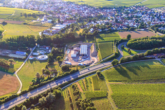 Bird's eye view of Geothermal plant of Pfalzwerke geofuture GmbH at Insheim on the A65 in Insheim in the state Rhineland-Palatinate, Germany