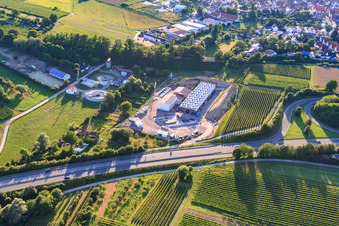 Geothermal plant of Pfalzwerke geofuture GmbH at Insheim on the A65 in Insheim in the state Rhineland-Palatinate, Germany viewn from the air