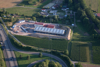 Aerial photograpy of Power plants of geo-thermal power station on A65 in Insheim in the state Rhineland-Palatinate