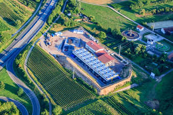 Aerial view of Geothermal plant of Pfalzwerke geofuture GmbH at Insheim on the A65 in Insheim in the state Rhineland-Palatinate, Germany