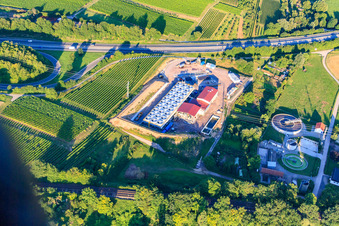 Geothermal plant of Pfalzwerke geofuture GmbH at Insheim on the A65 in Insheim in the state Rhineland-Palatinate, Germany out of the air