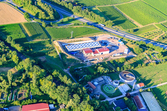 Geothermal plant of Pfalzwerke geofuture GmbH at Insheim on the A65 in Insheim in the state Rhineland-Palatinate, Germany seen from above