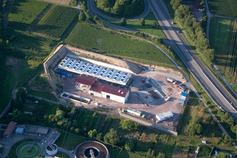 Power plants of geo-thermal power station on A65 in Insheim in the state Rhineland-Palatinate out of the air